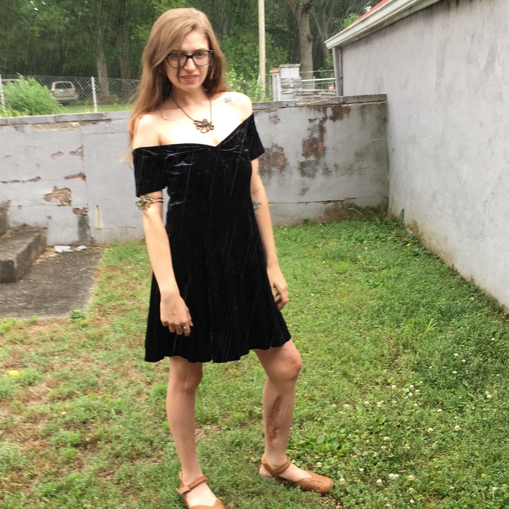 Strapless velvet dress